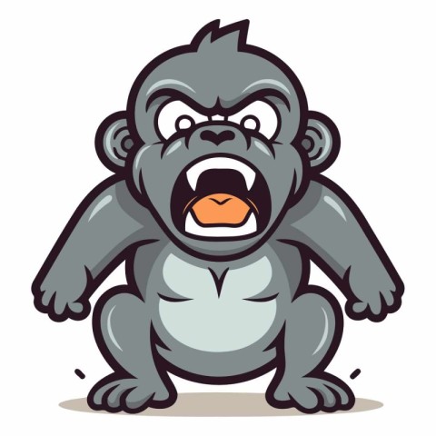 Angry Gorilla Cartoon Mascot Character Vector Illustration.