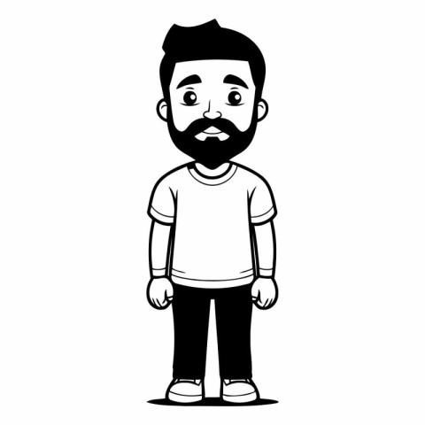 young man with beard and mustache avatar cartoon character vecto