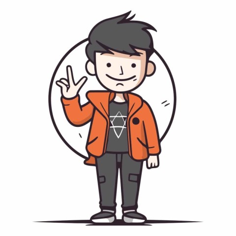 Man showing OK hand sign in cartoon comic style.