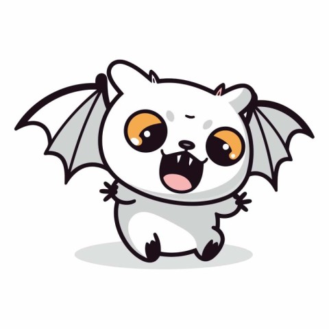 Cute cartoon bat isolated on a white background.