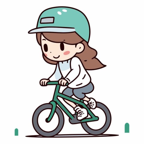 Girl riding a bike of a girl riding a bicycle.