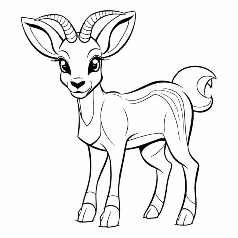 Goat. Black and white vector illustration for coloring book or p