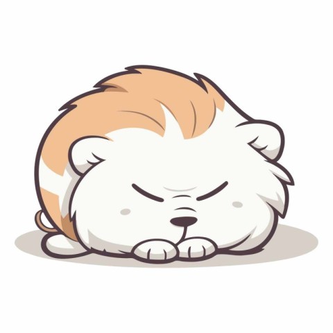 Cute cat sleeping on white background. Cartoon style.