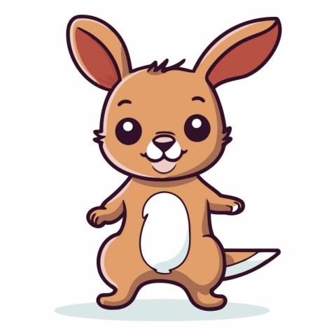 Cute cartoon kangaroo on white background.