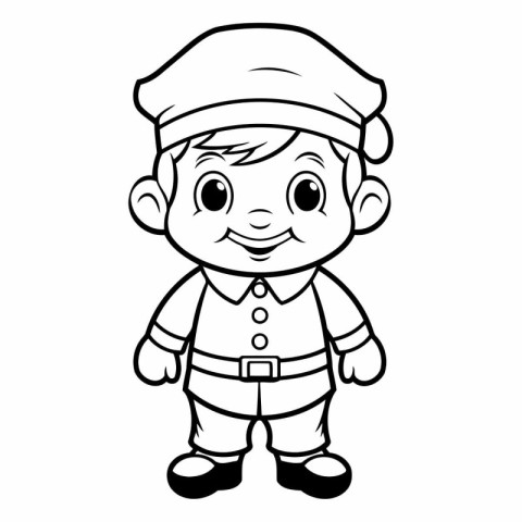 Leprechaun - Black and White Cartoon Illustration. Vector