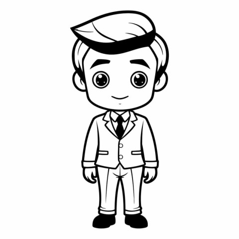 Cute Boy Wearing Uniform Cartoon Mascot Character Vector Illustr