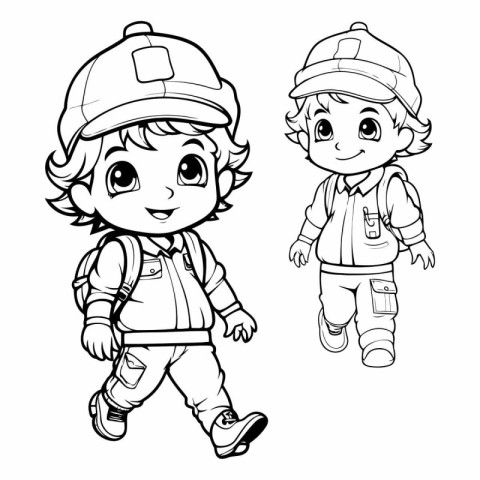 Coloring Page Outline Of a Cute Fireman and Fireman