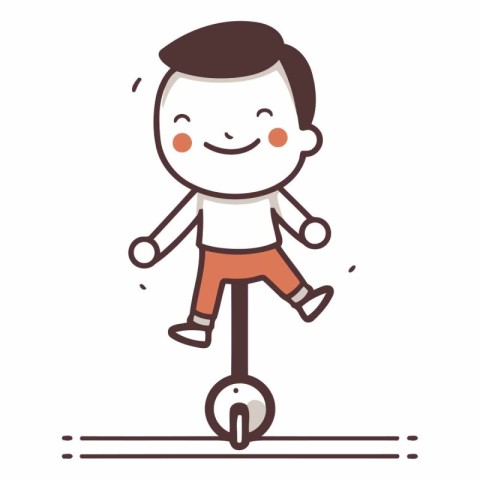 Character illustration design. Businessman riding kick scooter c