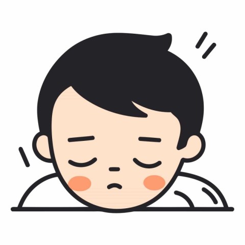 Crying boy face icon. Flat illustration of crying boy face icon