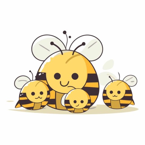 Cute cartoon bee family of a cute cartoon bee family.