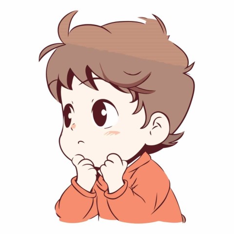 Illustration of a Cute Kid Boy Who Made A Mistake