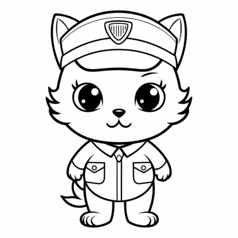 Black and White Cartoon Illustration of Cute Cat Animal Characte