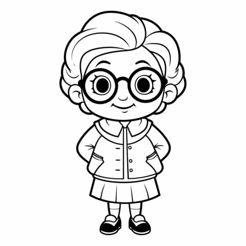 Coloring book for children: Little girl in glasses.