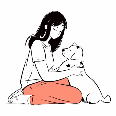 Girl with her dog of a girl with a dog.