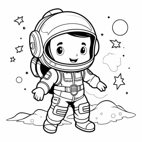 Coloring book for children: astronaut in space suit.