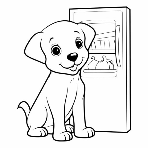 Black and White Cartoon Illustration of Cute Puppy Dog or Puppy