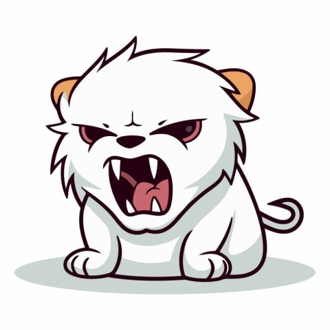 Angry White Bulldog Cartoon Mascot Character Vector Illustration