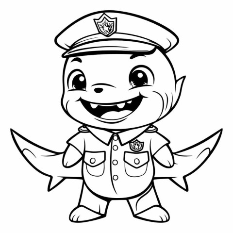 Cute Cartoon Policeman Mascot Character - Coloring Book