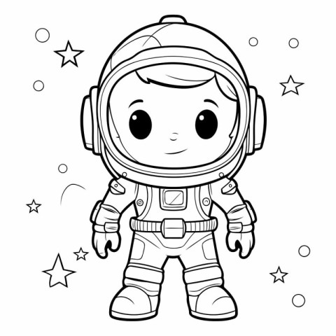 Coloring Page Outline Of Cute Cartoon Astronaut Vector Illustrat