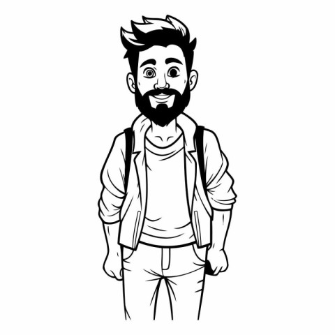 Hipster man with beard and mustache cartoon vector illustration