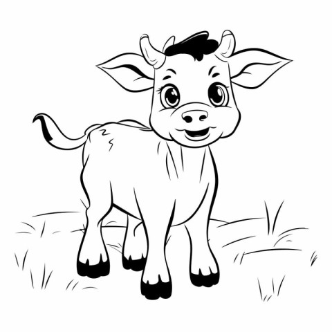 Cute cartoon cow. Coloring book for children.