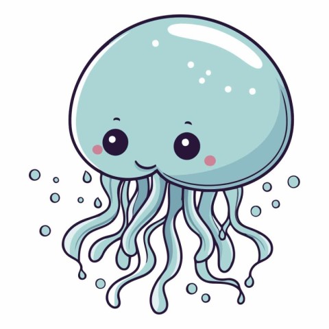 cute jellyfish kawaii cartoon icon vector illustration graphic d