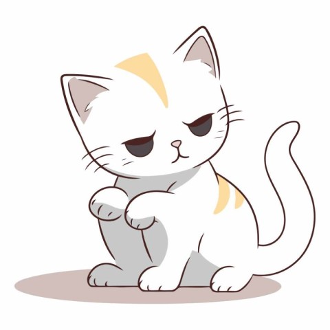 Illustration of a Cute Cat Sitting and Looking at the Camera