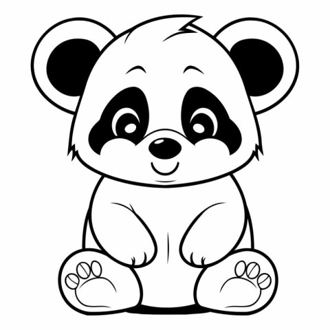 Black and White Cartoon Illustration of Cute Panda Animal Charac