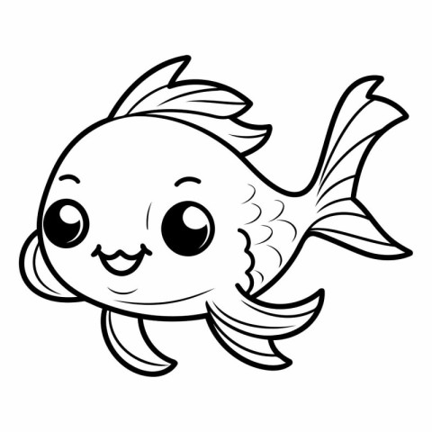 Coloring book for children: cute goldfish.