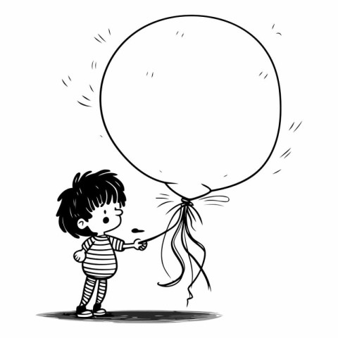 Cute little boy playing with a balloon. sketch for your design