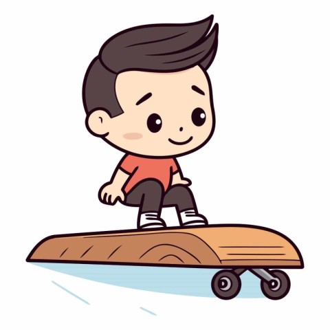 Boy Skateboard - Cute Cartoon Vector IllustrationÃ¯Â»Â¿