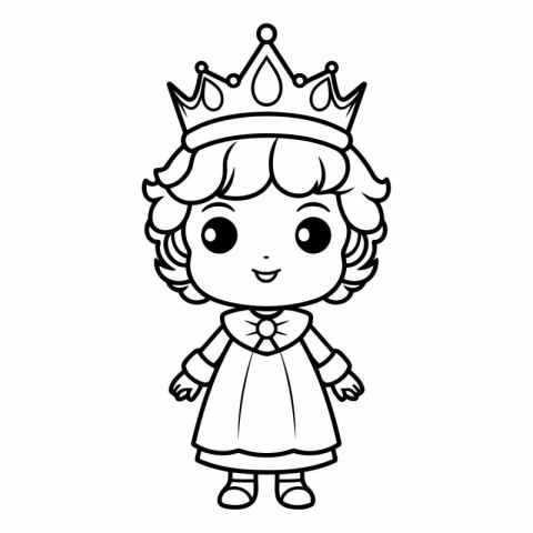 Cute little princess in a crown for coloring book.