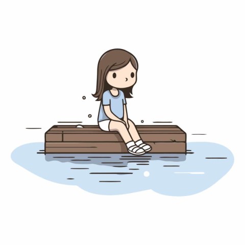 girl sitting on a wooden boat in the water.