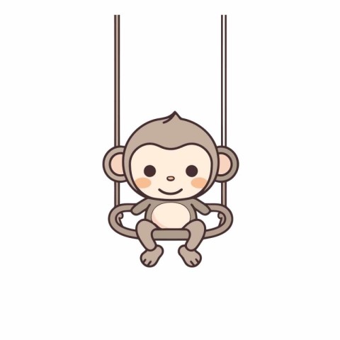 cute monkey on swing isolated icon design  graphic