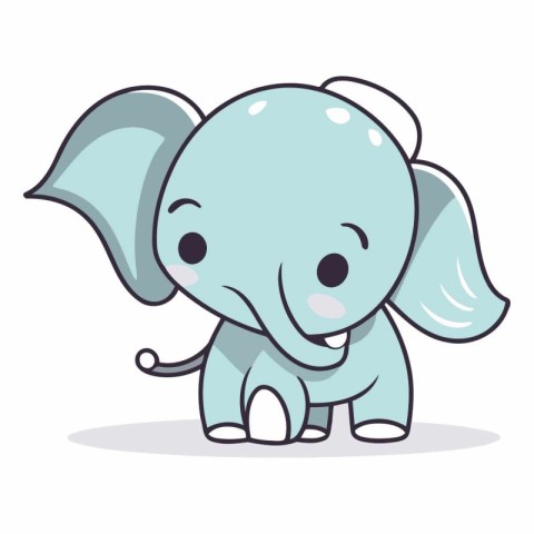 Cute cartoon elephant isolated on a white background.