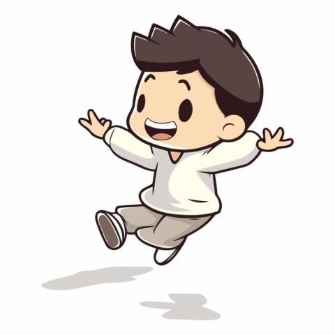 Boy Jumping - Vector Cartoon IllustrationÃ¯Â»Â¿;