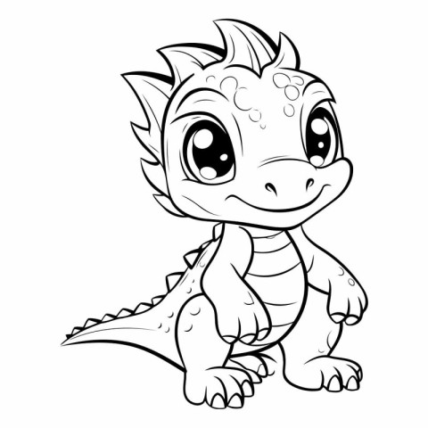 Cute baby dinosaur. Coloring book for children