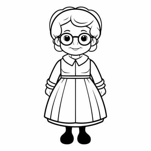 cute grandmother with glasses and dress vector illustration grap