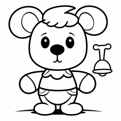 Black and White Cartoon Illustration of Cute Koala Animal Charac