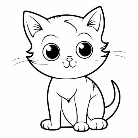 Black and White Cartoon Illustration of Cute Cat Animal Characte