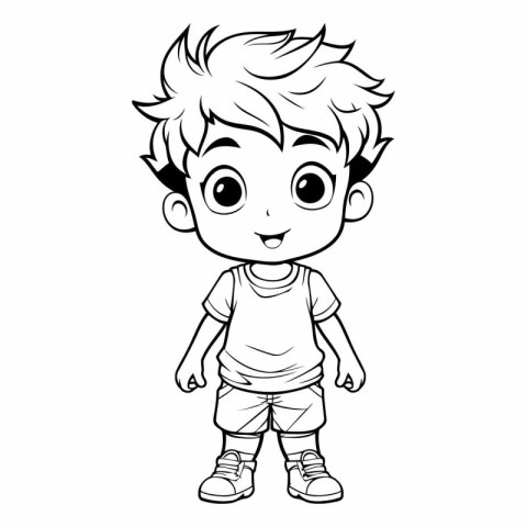 cute little boy cartoon on white background. eps