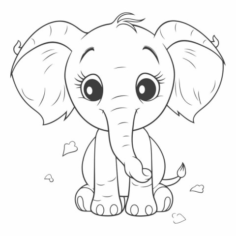 Cute baby elephant. Coloring book for children