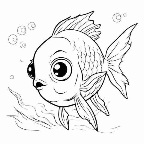 Cute cartoon fish. Coloring book for children.