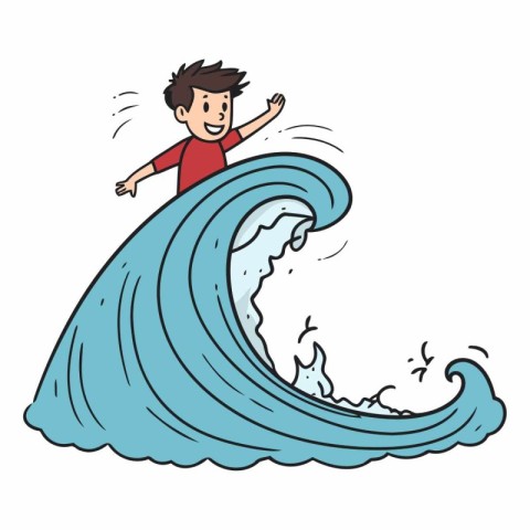 Boy surfing on a wave of a boy surfing on a wave.