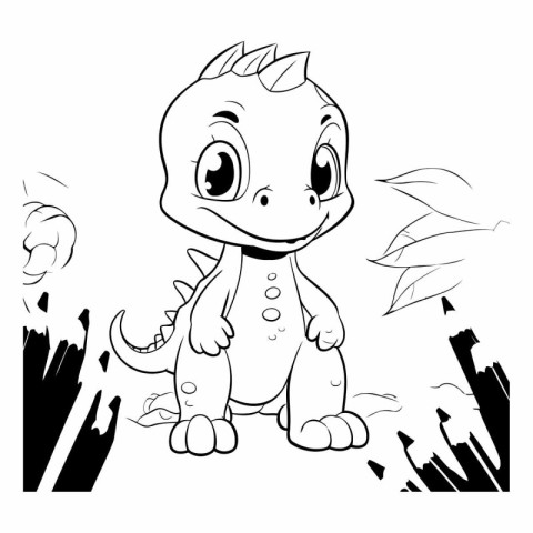 Cute little baby dinosaur. Coloring book for children.