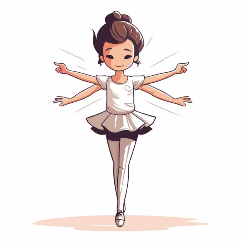 Cute little ballerina girl dancing. cartoon vector illustration.