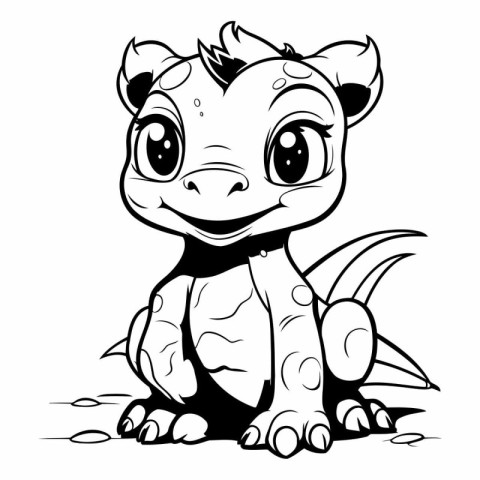 Frog - Black and White Cartoon Illustration of Funny Frog for Co