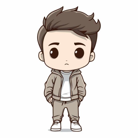 Cute little boy wearing casual clothes cartoon vector illustrati