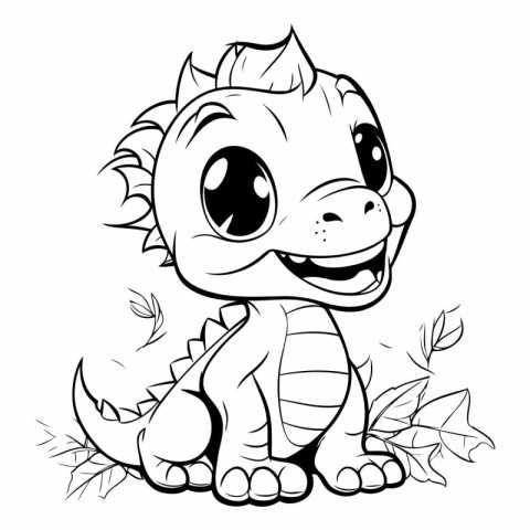 Cute cartoon dragon for coloring book or page.