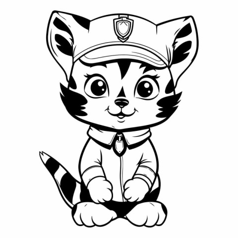 Cute cartoon raccoon in a police cap.